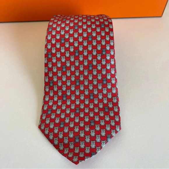 New Hermes Necktie, Handmade 7-Fold 100% Silk - Picture 3 of 11